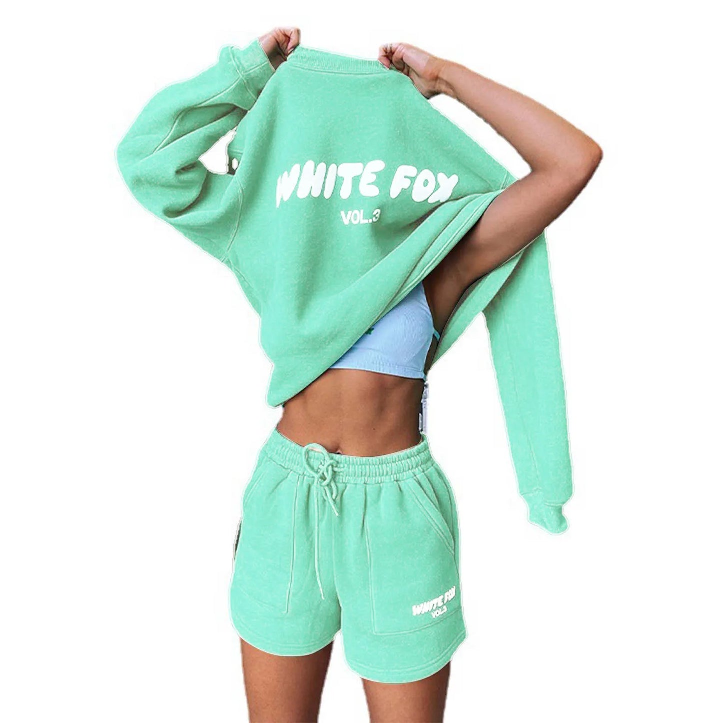 Women's 2 Piece Set Streetwear Letter Printed Hoodie And Sweatpants Shorts Set Women Long Sleeved Top Tracksuit Women Outfit