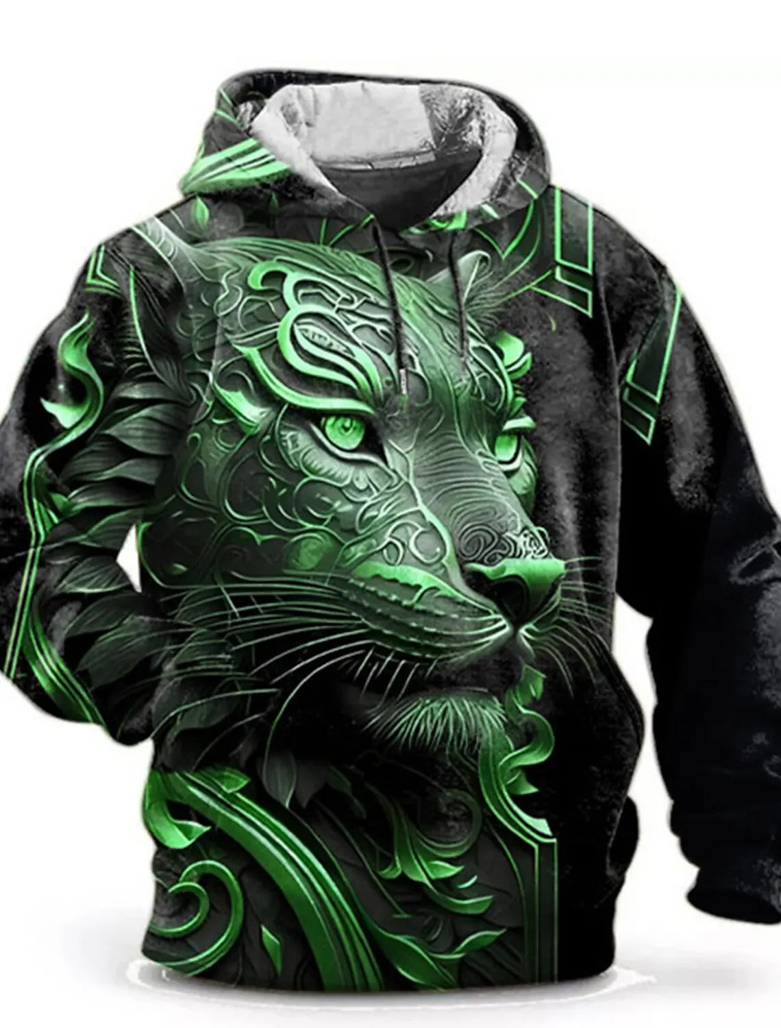 Graphic Lion Men's Fashion 3D Print Hoodie Streetwear Hoodies Long Sleeve Hooded Print Front Pocket Spring Hoodie Sweatshirt