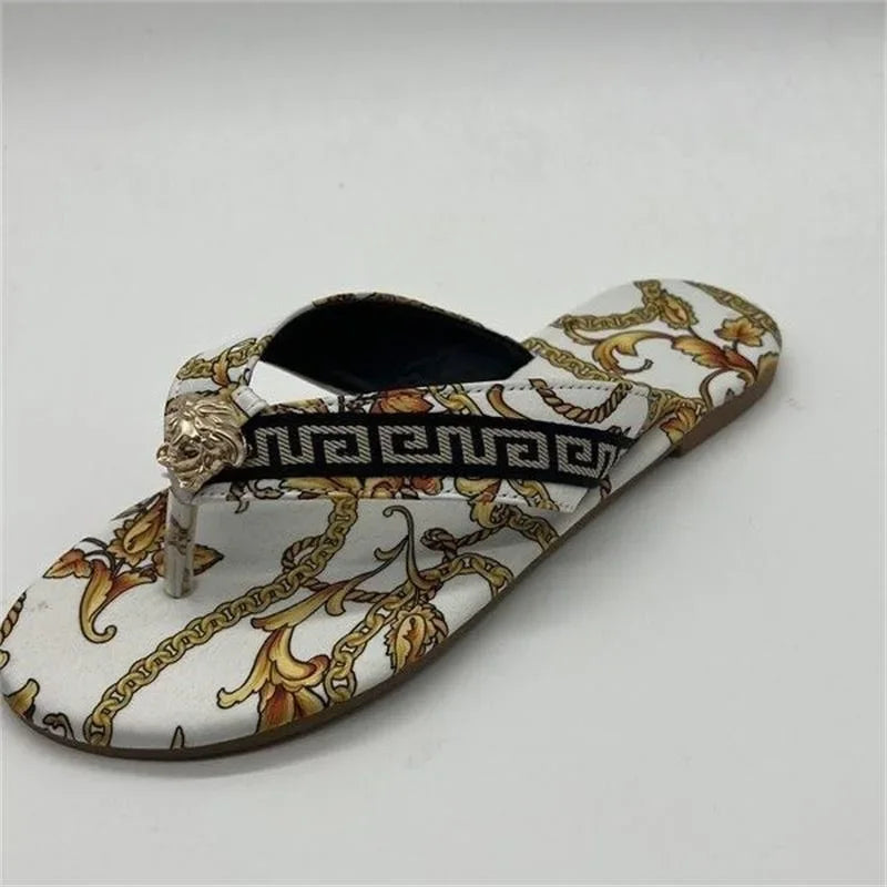 Sexy Flip-Flops Women's Slippers New  Fashion Printing Flat Flip-Flops Outdoor Slipper Flat Slippers Women  Large Size  Sandals