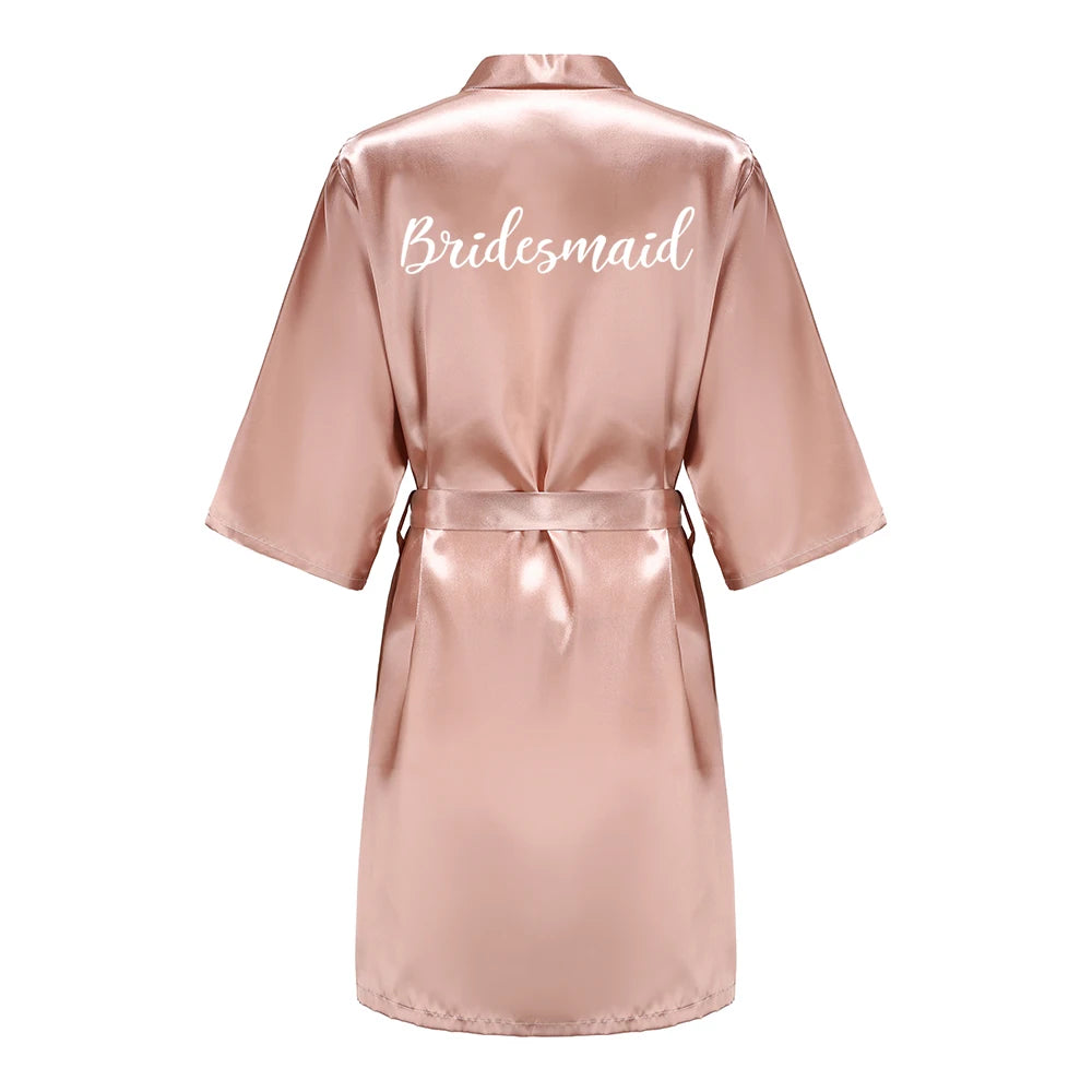 Wedding Bride Bridesmaid Robes for Women Bridal Party Gifts Team Dress Gown Silk Satin Sleepwear Kimono Sexy Summer Bathrobe