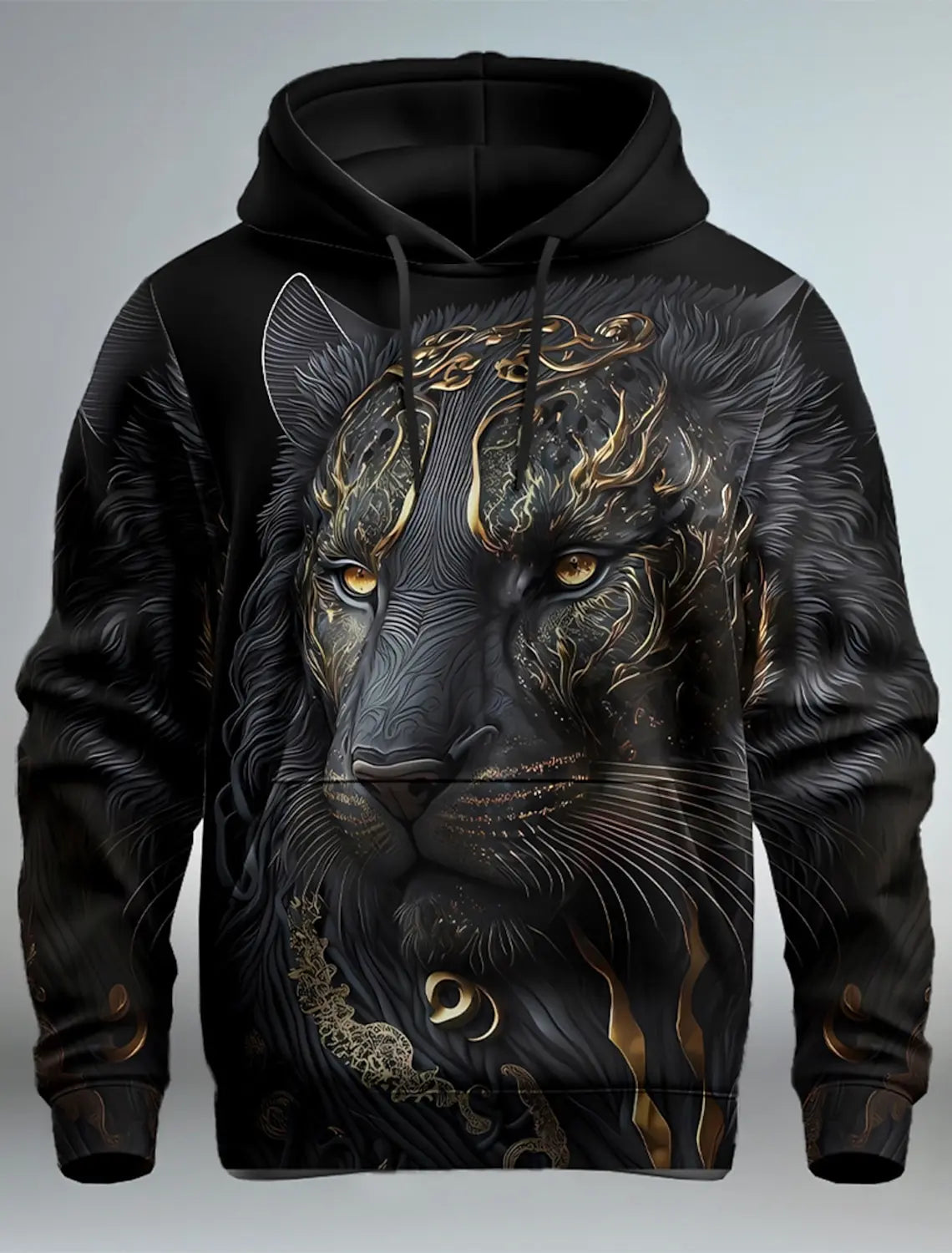 Graphic Lion Men's Fashion 3D Print Hoodie Streetwear Hoodies Long Sleeve Hooded Print Front Pocket Spring Hoodie Sweatshirt