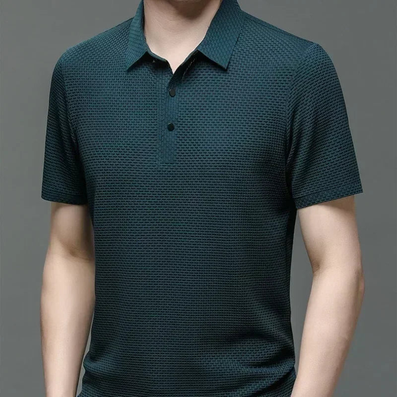 Upto 5XL Summer New Men's Lop-up Hollow Short-sleeved Polo Shirt Ice Silk -Vip Link