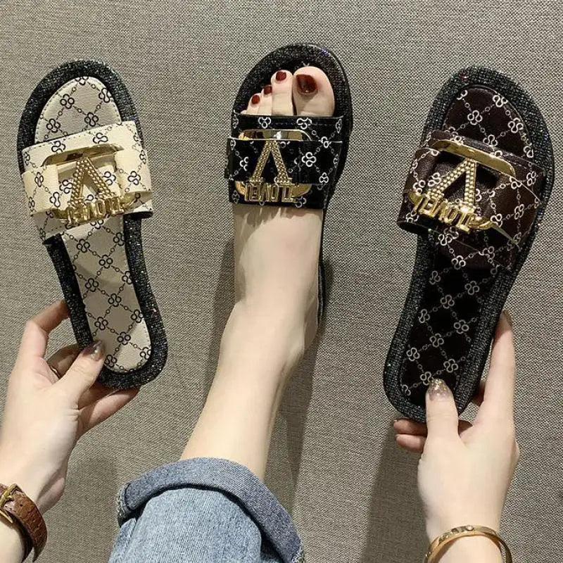 Summer Slippers Women Flat Luxury Outdoor Beach Flip Flops Female Sandals Trend Brand Design Slides Shoes Woman 2023 Big Size 43