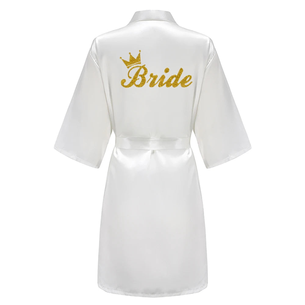 Wedding Bride Bridesmaid Robes for Women Bridal Party Gifts Team Dress Gown Silk Satin Sleepwear Kimono Sexy Summer Bathrobe