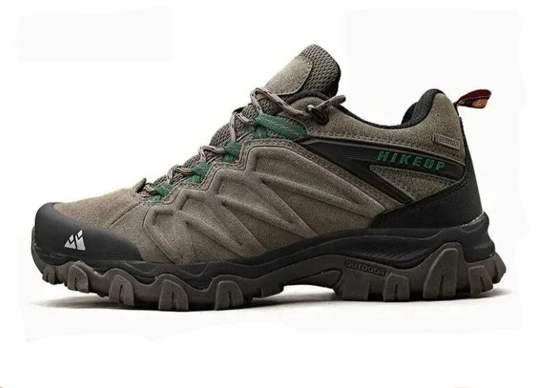 HIKEUP High Quality Leather Hiking Shoes Durable Outdoor Sport Men Trekking Leather Shoes Lace-Up Climbing Hunting Sneakers