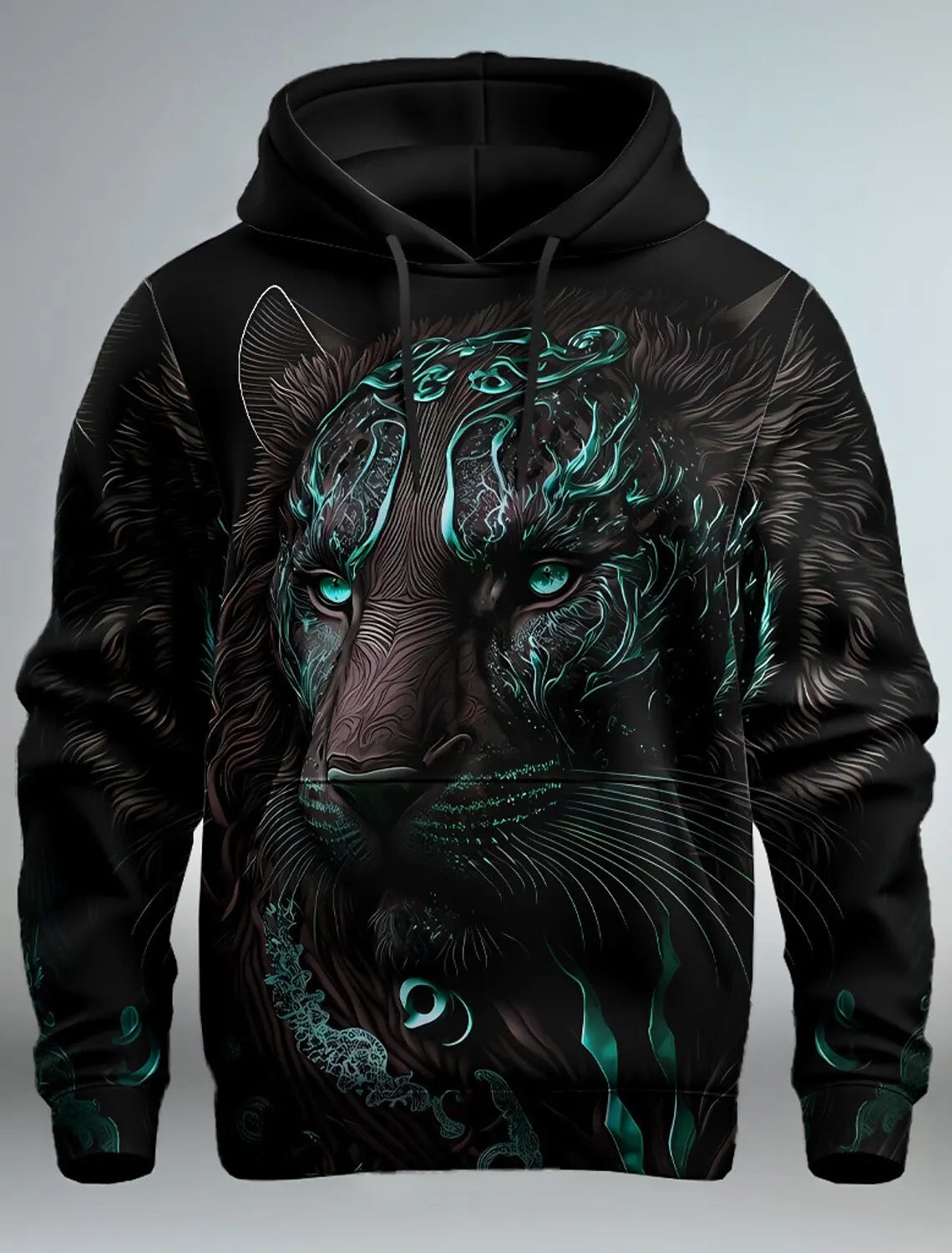 Graphic Lion Men's Fashion 3D Print Hoodie Streetwear Hoodies Long Sleeve Hooded Print Front Pocket Spring Hoodie Sweatshirt