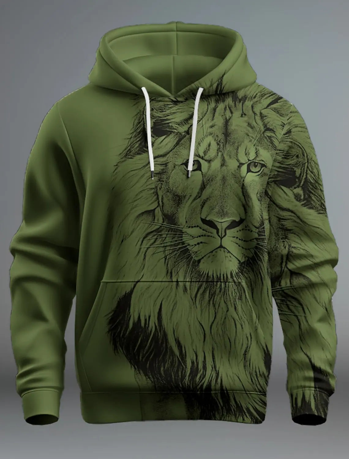 Graphic Lion Men's Fashion 3D Print Hoodie Streetwear Hoodies Long Sleeve Hooded Print Front Pocket Spring Hoodie Sweatshirt