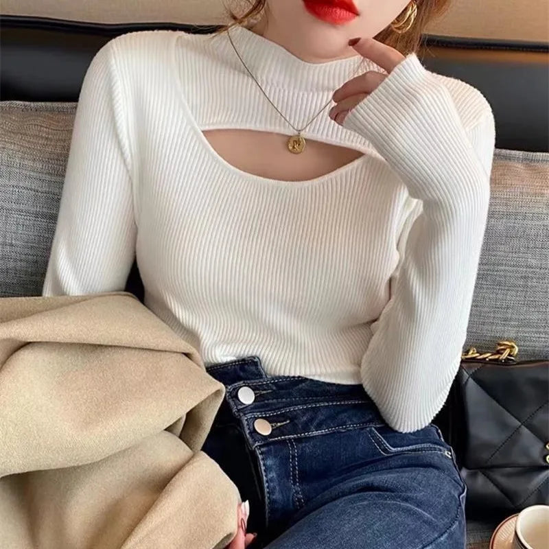 Pullover  Sweater Women Traf Oversized Sweater New Trendy Fashion Jumper  Fashion Tops 2023 Women  Winter Clothes Women Jumper