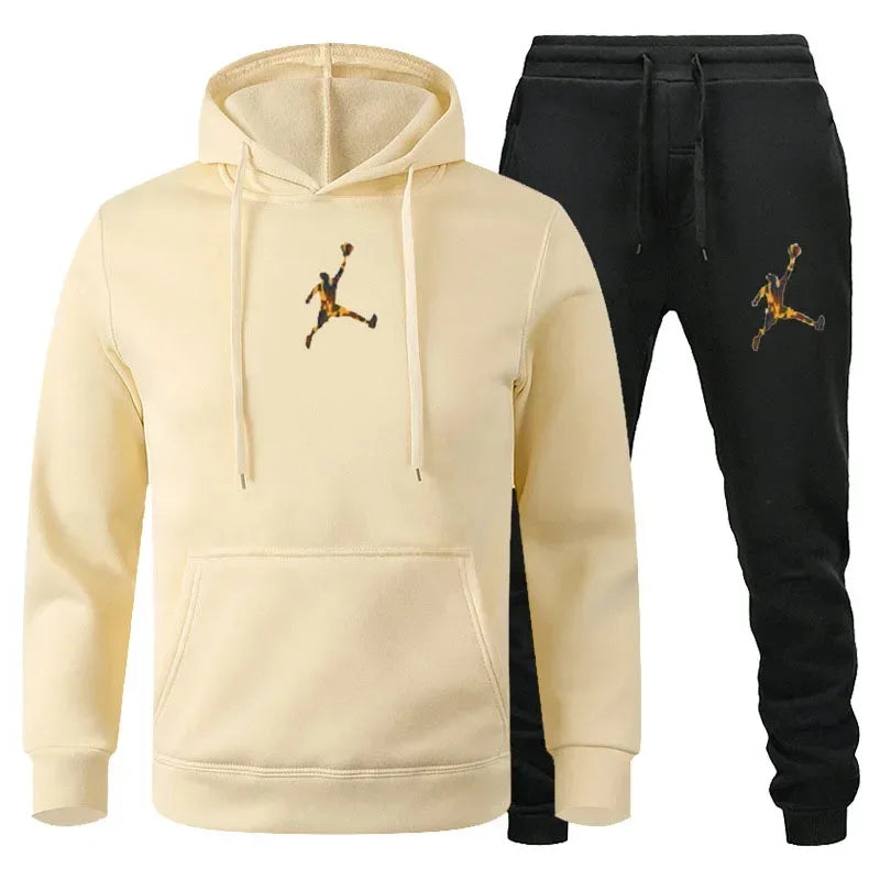 Spring and winter men and women can pullover hoodie + jogging pants two-piece hip hop sportswear suit fashion trend