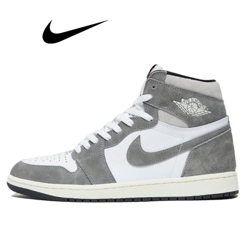 Nike x Air Jordan 1 Retro High OG Basketball Shoes For Men's Women's Classics Grey Smoke Outdoor Sports Sneakers