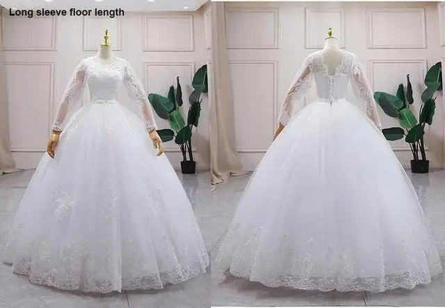 Wedding Dress 2024New Luxury Full Sleeve Sexy V-neck Bride Dress With Train Ball Gown Princess Classic Wedding Gowns