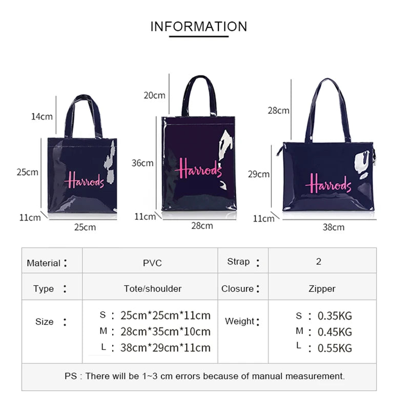 Simple Stylish PVC Reusable Shopping Purses Luxury Brand Eco Friendly Tote Shopper Bag Large Waterproof Summer Beach Handbag