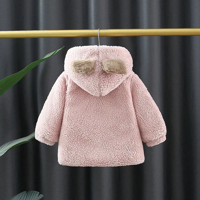 Winter newborn baby girl clothes bow hooded cotton coat jacket for girls baby clothing 1 year babies birthday outerwear coats