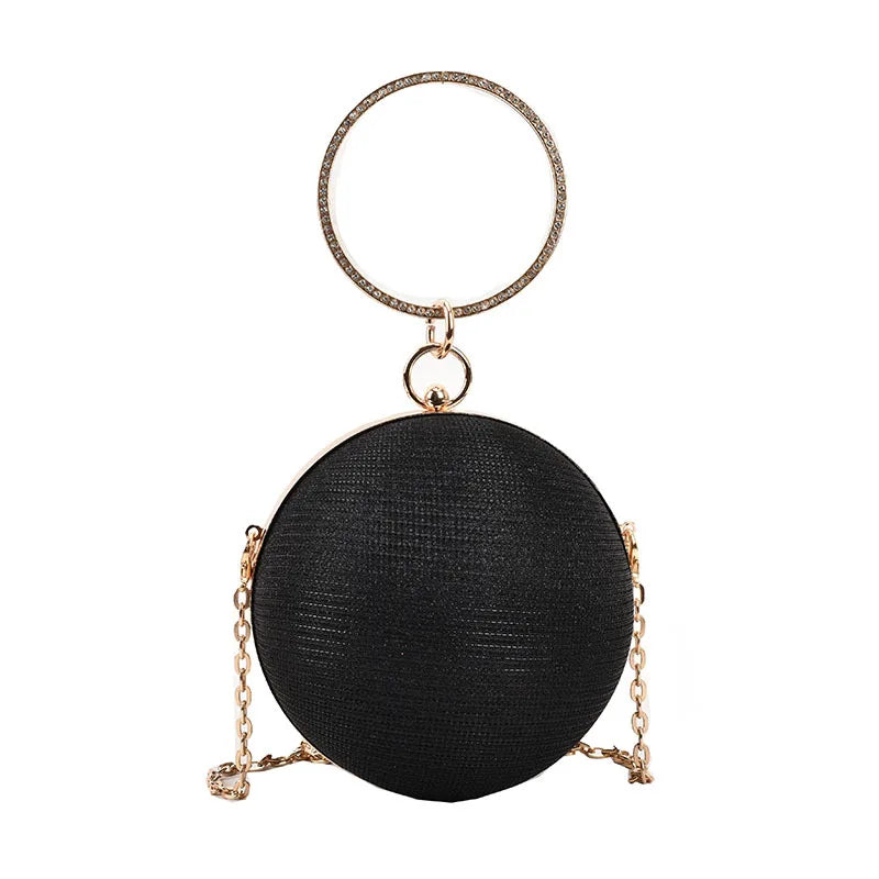 Circular Ring Portable Evening Bags Metal Sliver Round Ball Handbags For Lipstick Elegant Luxury Clutch Purse Wedding Wallets