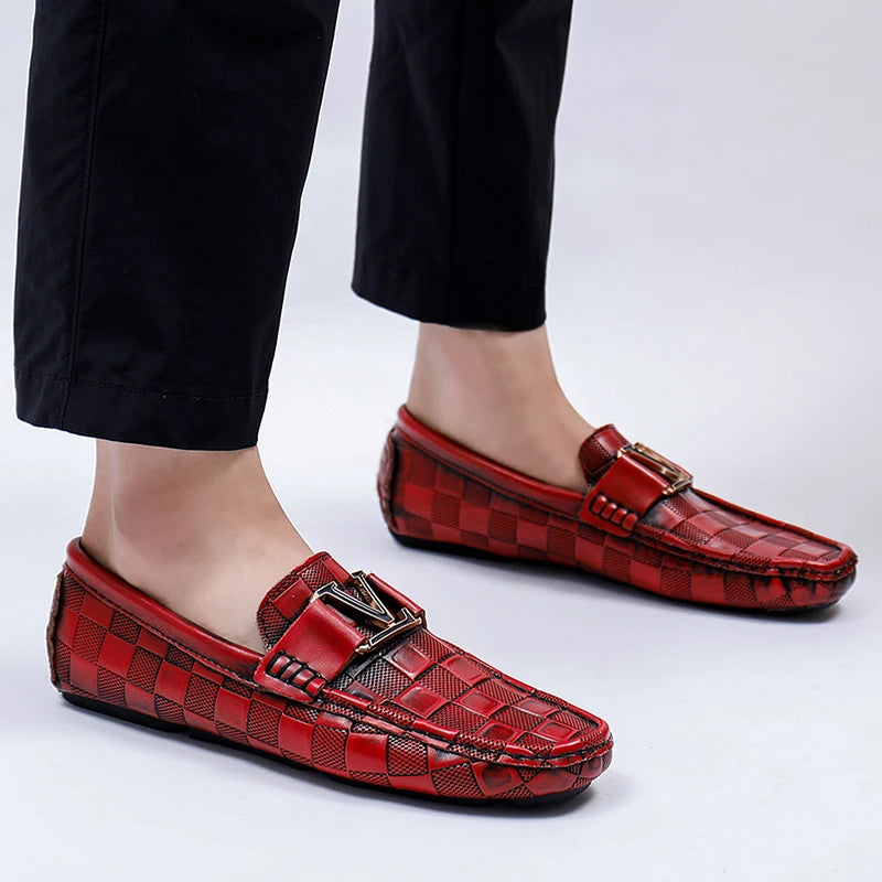 High Quality Genuine Leather Men's Casual Shoes Brand Cowhide Leather Shoes Crocodile Pattern Loafers Ladies Moccasin Flat Shoes