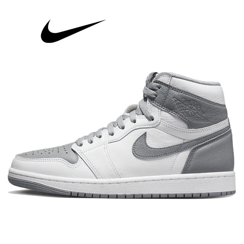 Nike x Air Jordan 1 Retro High OG Basketball Shoes For Men's Women's Classics Grey Smoke Outdoor Sports Sneakers