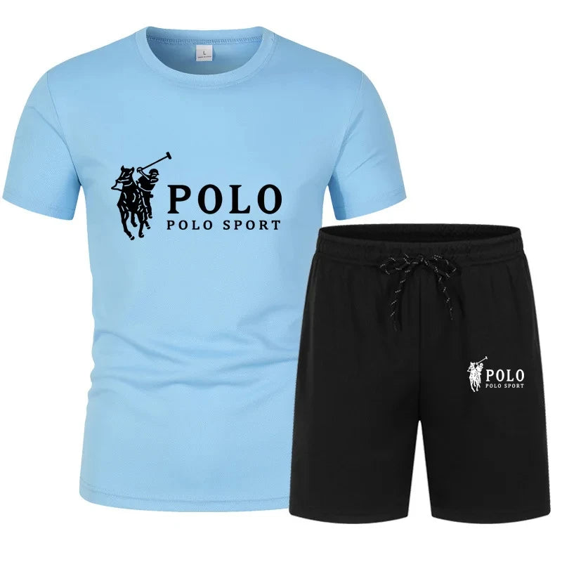 Men's summer two-piece T-shirt and shorts, fitness and freedom, casual wear, jogging clothes, summer fashion