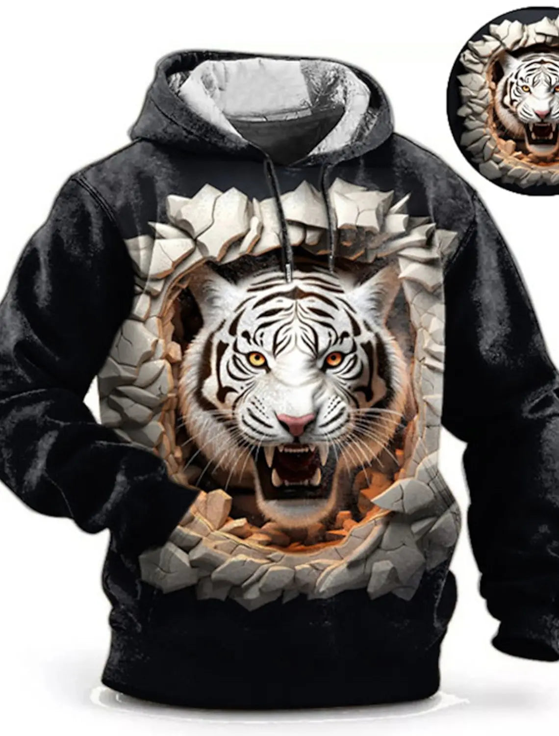 Graphic Lion Men's Fashion 3D Print Hoodie Streetwear Hoodies Long Sleeve Hooded Print Front Pocket Spring Hoodie Sweatshirt