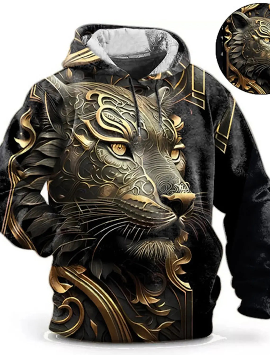 Graphic Lion Men's Fashion 3D Print Hoodie Streetwear Hoodies Long Sleeve Hooded Print Front Pocket Spring Hoodie Sweatshirt